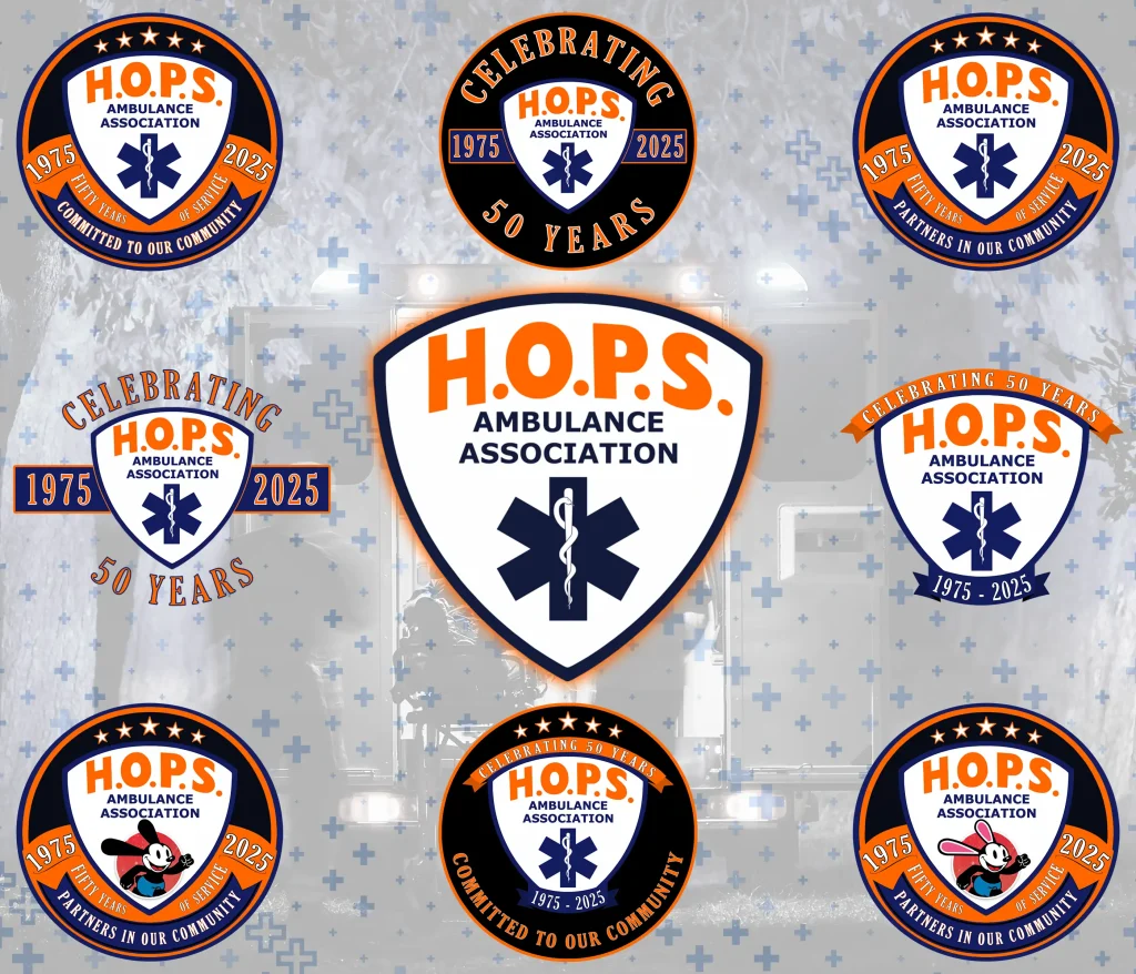 HOPS Ambulance Association 75th Anniversary Logo Designs by Edward Blake & Associates